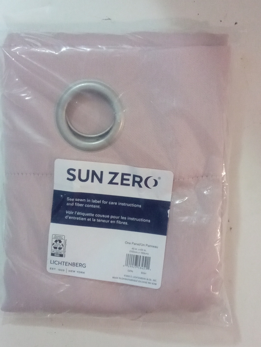 Sun Zero Lichtenberg Pink Grommet Curtain Panel 63" NWT $40